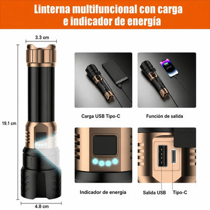 Linterna Táctica LED 3000 Lúmenes con Lente de Ignición Multifuncional Resistente al Agua | FYREBEAM™