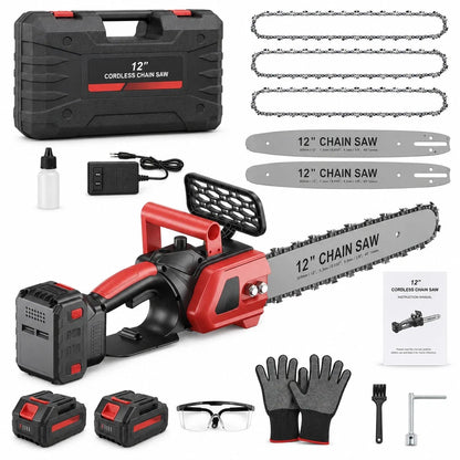 Motosierra Inalámbrica Brushless 12” con 2 Baterías 4.0Ah y 3 Cadenas CUTVORA™