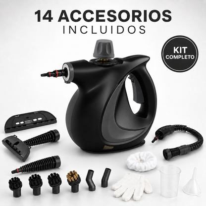 Limpiador a Vapor Portátil con 14 Accesorios para Auto, Baño, Cocina y Tapicería | VAPORLYX™