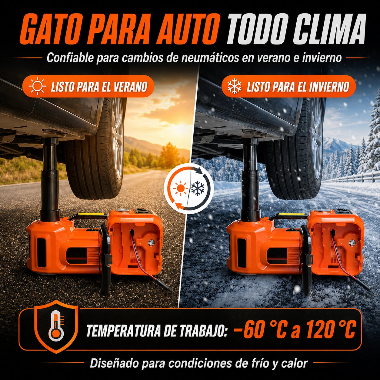 Gato Hidráulico Eléctrico 4 en 1, 5 Toneladas 12V - ALZAVIX™