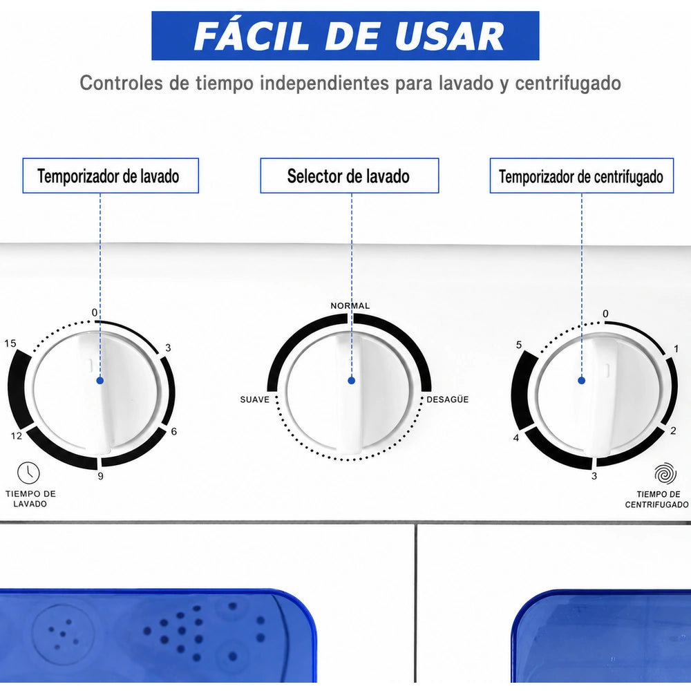 Lavadora Portátil 5,5 kg 2 en 1 con Centrifugado - LAVAXIS™