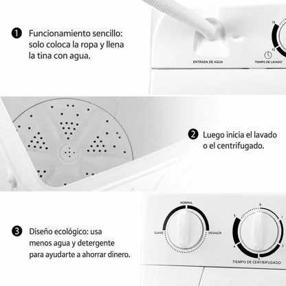 Lavadora Portátil 5,5 kg 2 en 1 con Centrifugado - LAVAXIS™